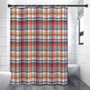 Red Blue And Beige Madras Plaid Print Shower Curtain