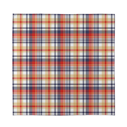 Red Blue And Beige Madras Plaid Print Silk Bandana