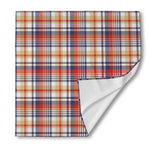 Red Blue And Beige Madras Plaid Print Silk Bandana