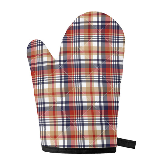 Red Blue And Beige Madras Plaid Print Single Oven Mitt