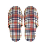Red Blue And Beige Madras Plaid Print Slippers
