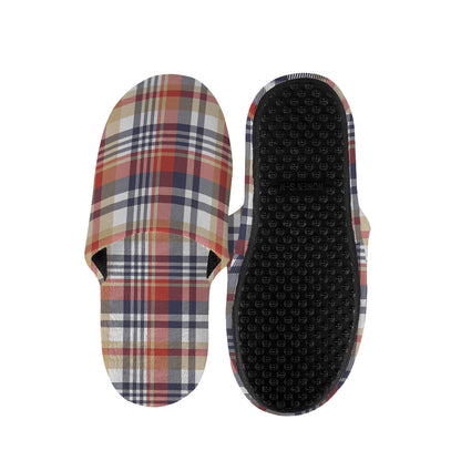 Red Blue And Beige Madras Plaid Print Slippers