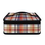 Red Blue And Beige Madras Plaid Print Small Lunch Bag