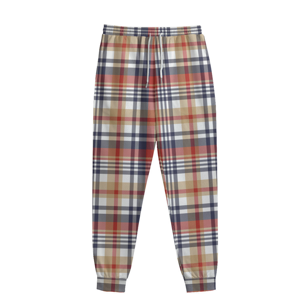 Red Blue And Beige Madras Plaid Print Sweatpants