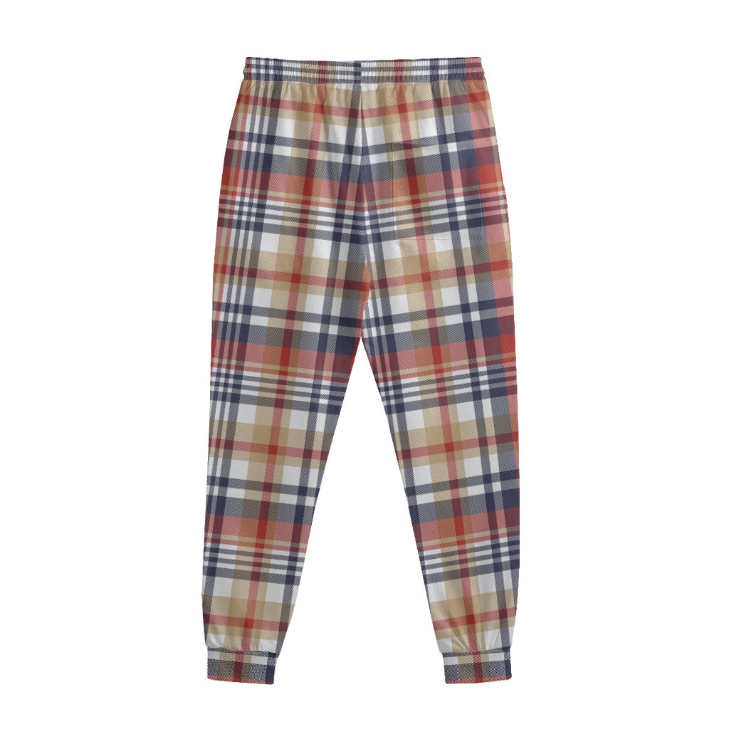 Red Blue And Beige Madras Plaid Print Sweatpants