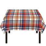 Red Blue And Beige Madras Plaid Print Tablecloth