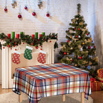 Red Blue And Beige Madras Plaid Print Tablecloth