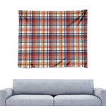 Red Blue And Beige Madras Plaid Print Tapestry
