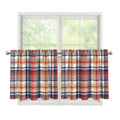 Red Blue And Beige Madras Plaid Print Tier Curtains