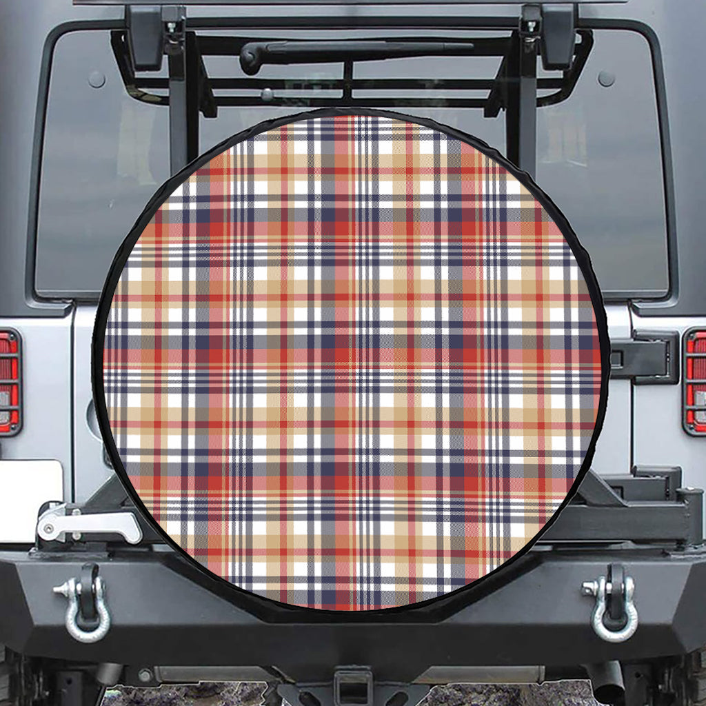Red Blue And Beige Madras Plaid Print Tire Cover