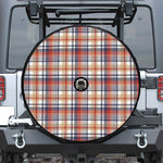 Red Blue And Beige Madras Plaid Print Tire Cover With Camera Hole