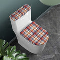 Red Blue And Beige Madras Plaid Print Toilet Lid And Tank Cover Set