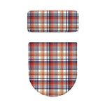 Red Blue And Beige Madras Plaid Print Toilet Lid And Tank Cover Set