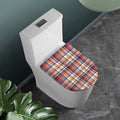 Red Blue And Beige Madras Plaid Print Toilet Lid Cover
