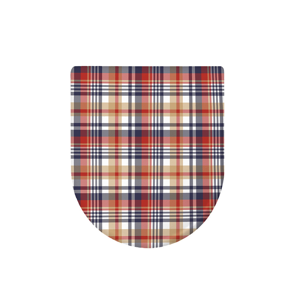 Red Blue And Beige Madras Plaid Print Toilet Lid Cover