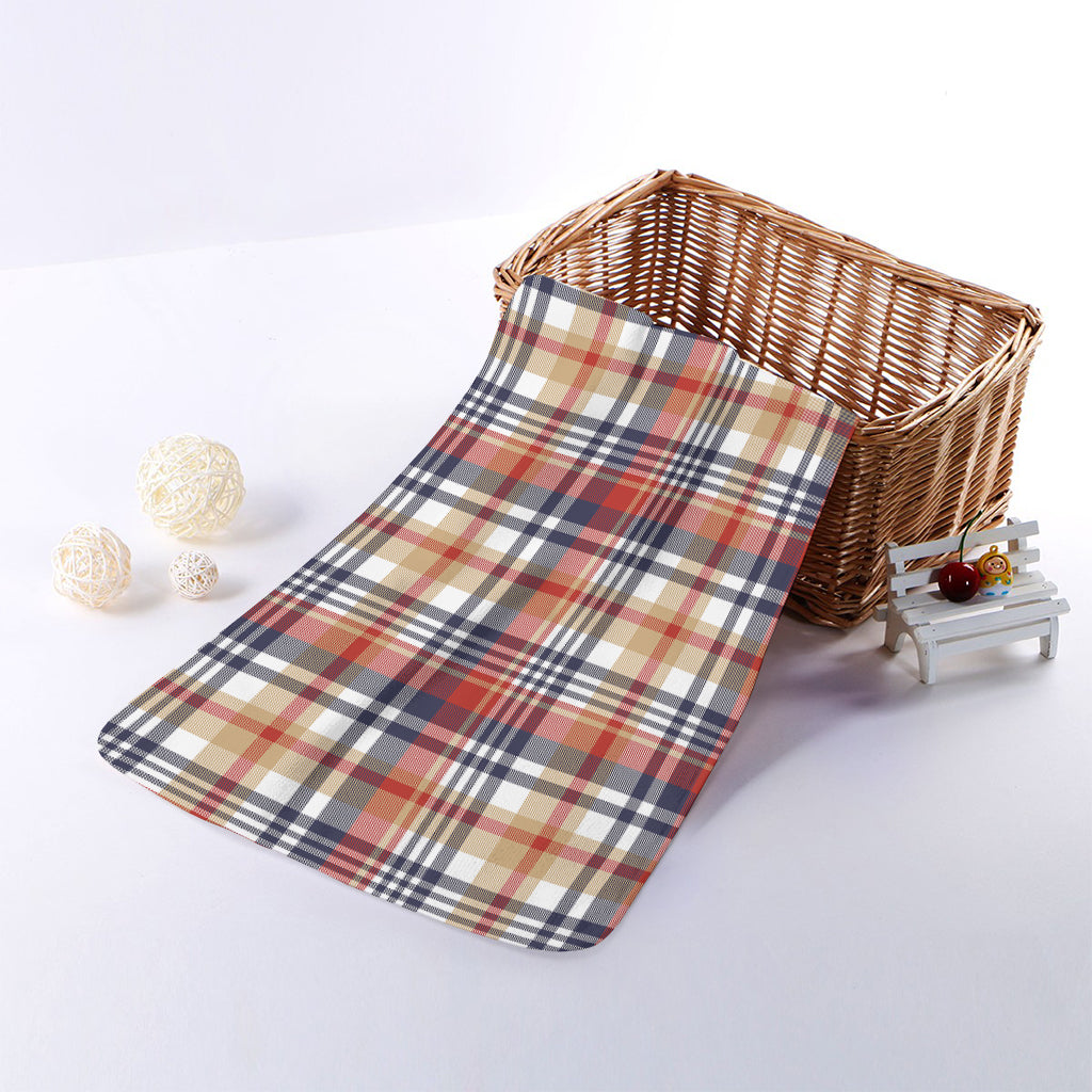 Red Blue And Beige Madras Plaid Print Towel