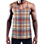 Red Blue And Beige Madras Plaid Print Training Tank Top