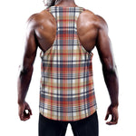 Red Blue And Beige Madras Plaid Print Training Tank Top