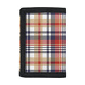 Red Blue And Beige Madras Plaid Print Trifold Wallet