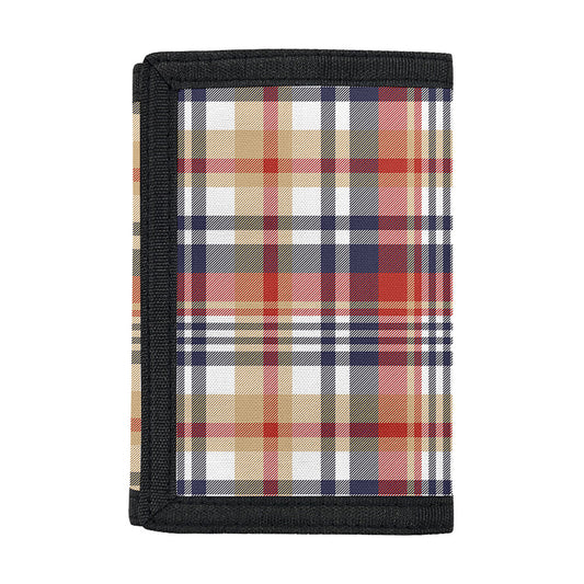 Red Blue And Beige Madras Plaid Print Trifold Wallet