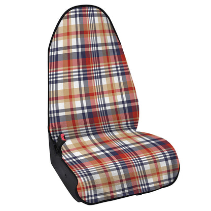 Red Blue And Beige Madras Plaid Print Waterproof Car Seat Cover