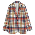 Red Blue And Beige Madras Plaid Print Women's Blazer