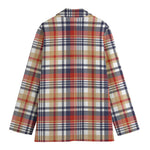Red Blue And Beige Madras Plaid Print Women's Blazer