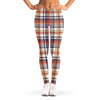 Red Blue And Beige Madras Plaid Print Women's Leggings