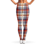 Red Blue And Beige Madras Plaid Print Women's Leggings