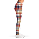 Red Blue And Beige Madras Plaid Print Women's Leggings