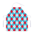 Red Blue And White Argyle Pattern Print Adjustable Apron
