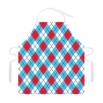 Red Blue And White Argyle Pattern Print Adjustable Apron