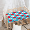Red Blue And White Argyle Pattern Print Baby Crib Sheet
