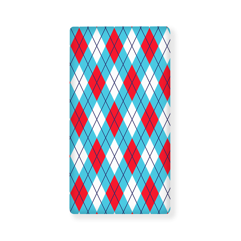 Red Blue And White Argyle Pattern Print Baby Crib Sheet