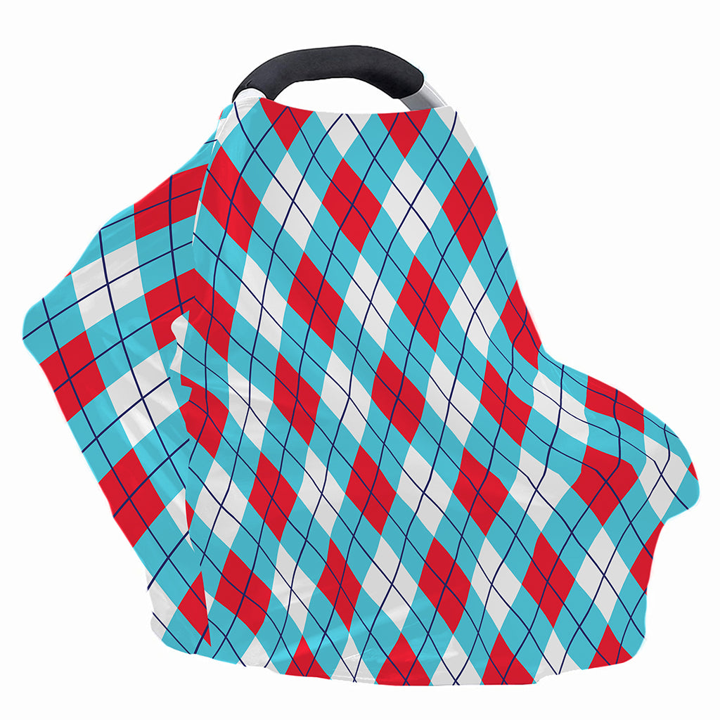 Red Blue And White Argyle Pattern Print Baby Seat Cover