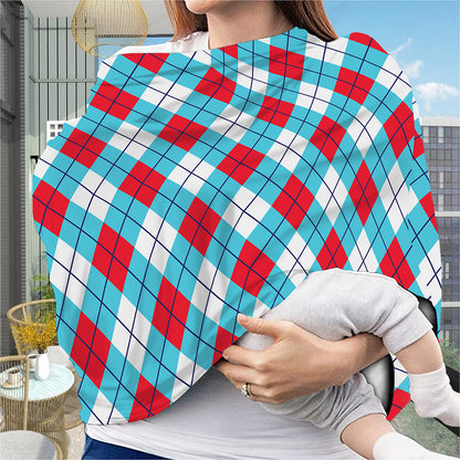 Red Blue And White Argyle Pattern Print Baby Seat Cover