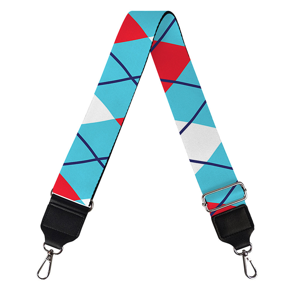 Red Blue And White Argyle Pattern Print Bag Strap