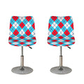 Red Blue And White Argyle Pattern Print Bar Stool Covers