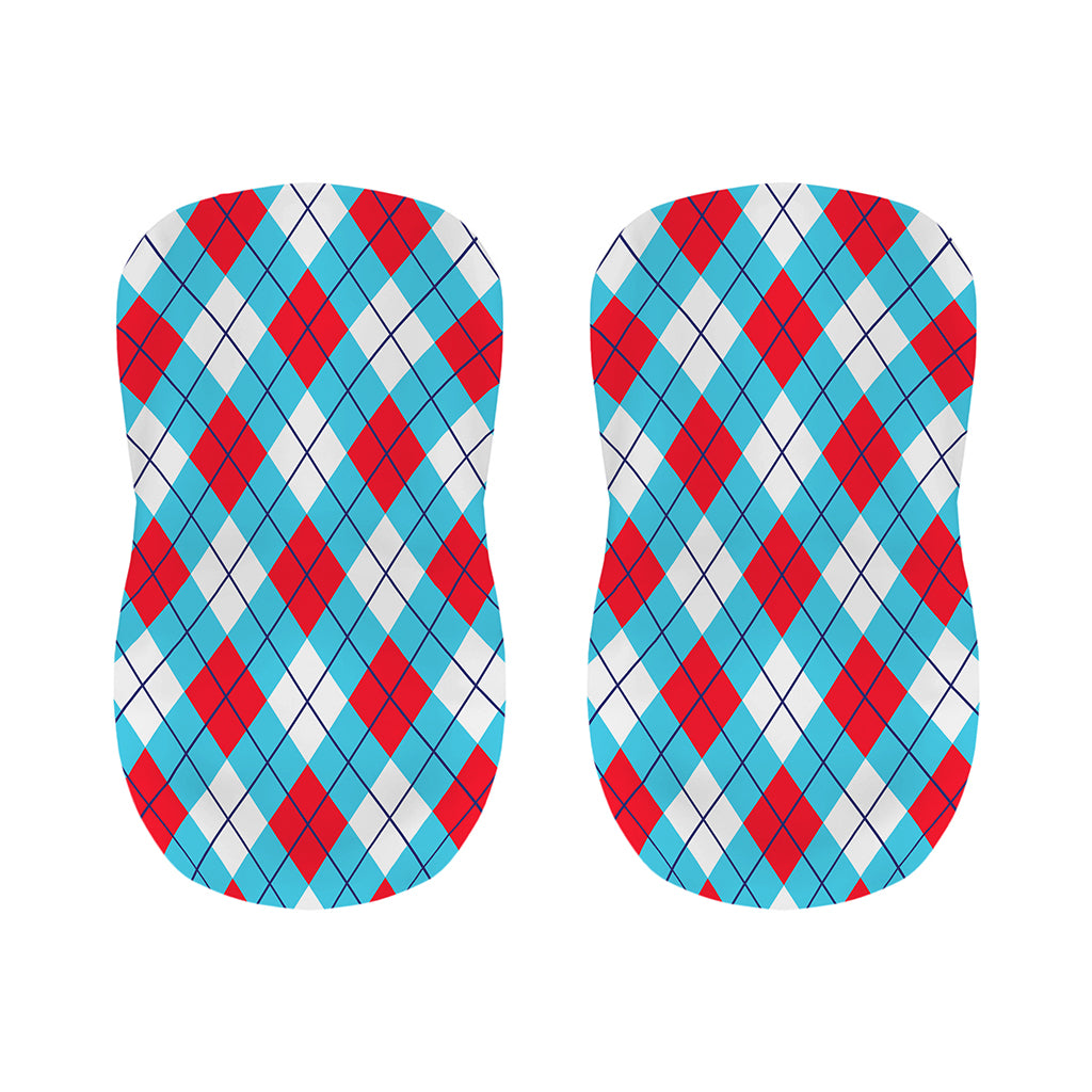 Red Blue And White Argyle Pattern Print Bar Stool Covers