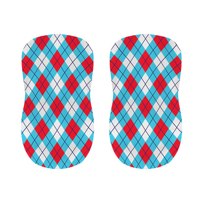 Red Blue And White Argyle Pattern Print Bar Stool Covers