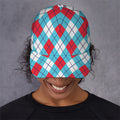 Red Blue And White Argyle Pattern Print Baseball Cap