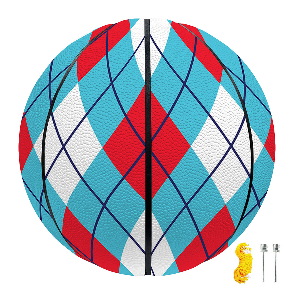 Red Blue And White Argyle Pattern Print Basketball