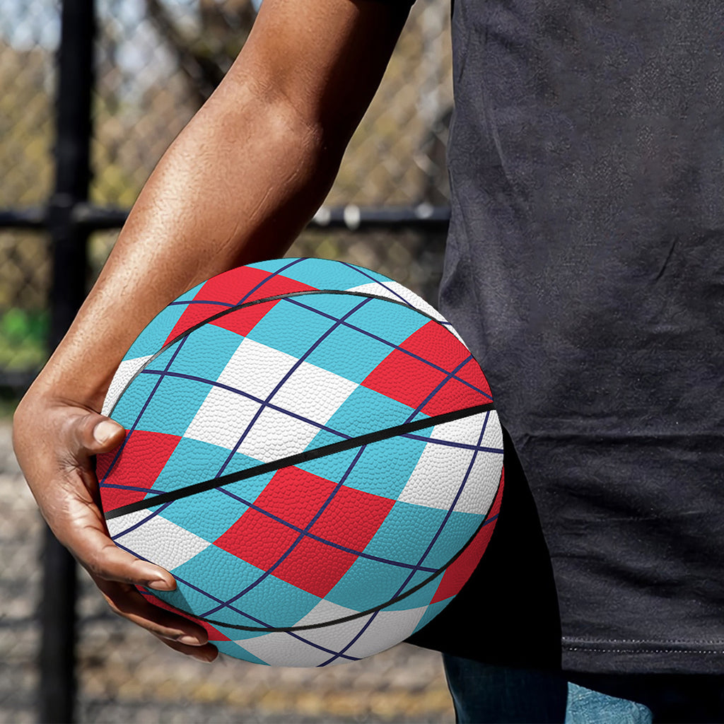 Red Blue And White Argyle Pattern Print Basketball