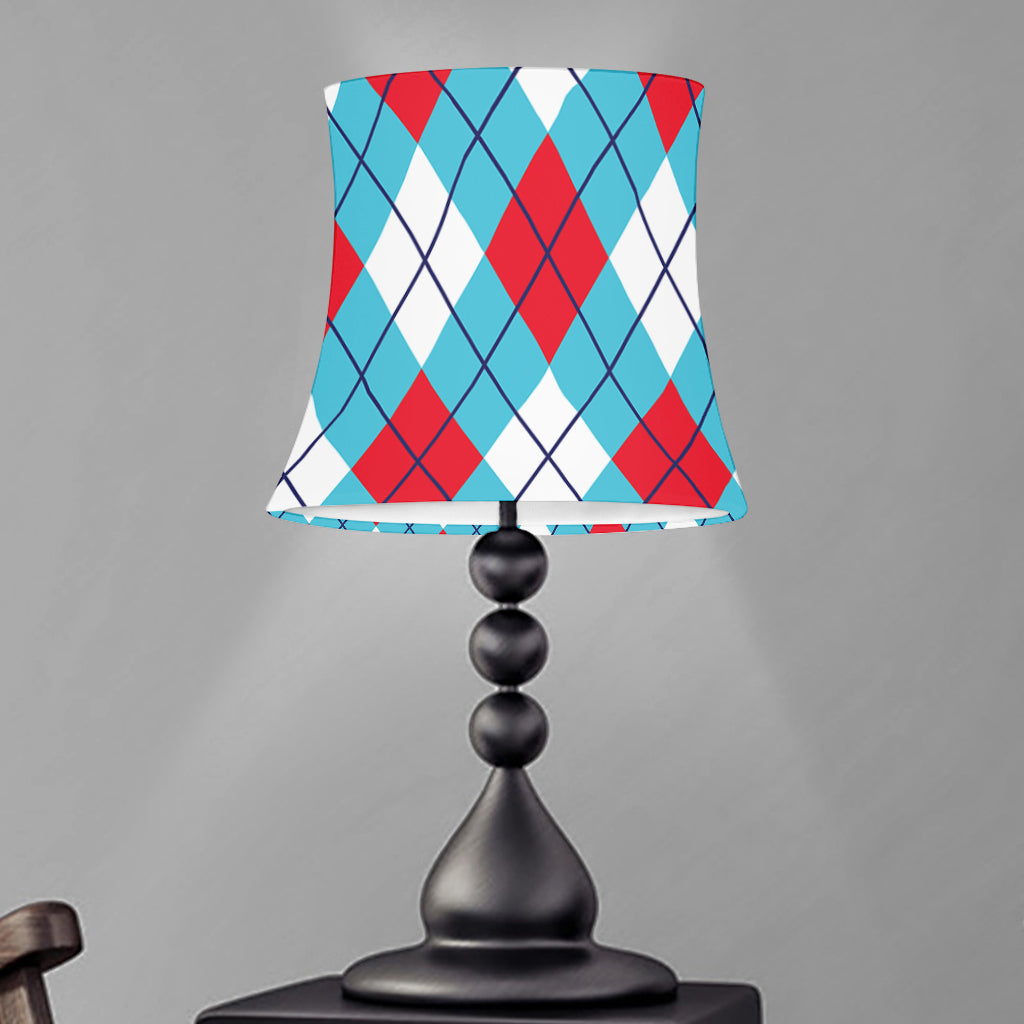 Red Blue And White Argyle Pattern Print Bell Lamp Shade