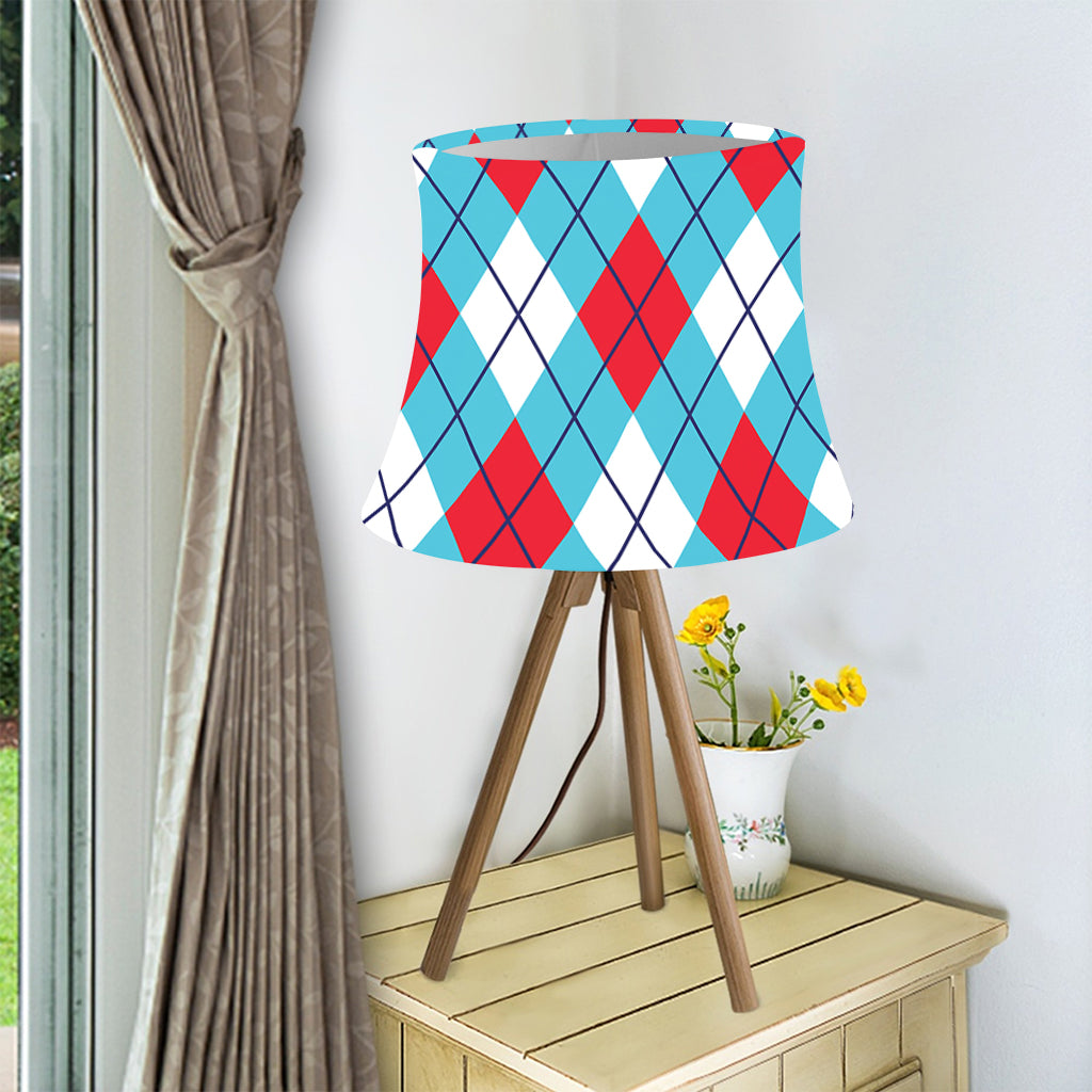 Red Blue And White Argyle Pattern Print Bell Lamp Shade