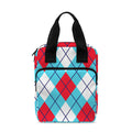 Red Blue And White Argyle Pattern Print Bible Tote Bag