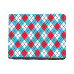 Red Blue And White Argyle Pattern Print Bifold Wallet