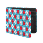Red Blue And White Argyle Pattern Print Bifold Wallet
