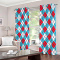 Red Blue And White Argyle Pattern Print Dimout Grommet Curtains
