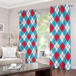 Red Blue And White Argyle Pattern Print Blackout Grommet Curtains